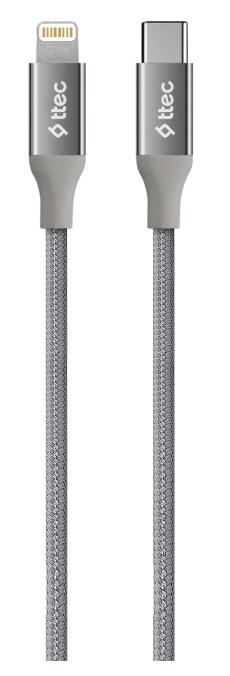 Cablu ttec - AlumiCable, USB-C/Lightning, 1.5 m, Space Grey