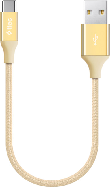Cablu ttec - Charge/Dara, USB-A/USB-C, 0.3 m, auriu