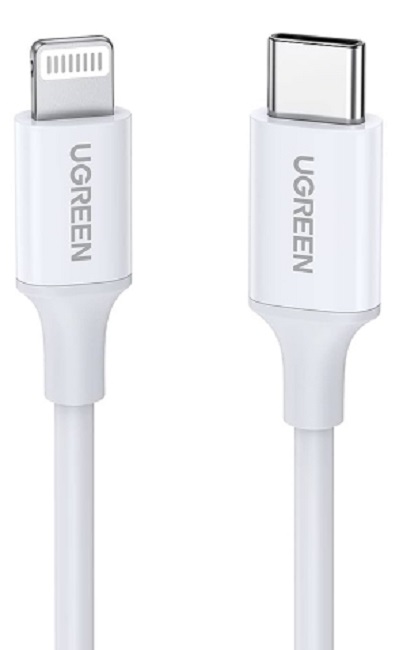 Cablu Ugreen - US171, USB-C/Lightning, 1 m, alb