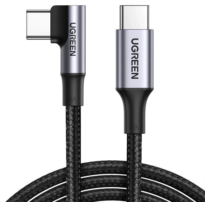 Cablu Ugreen – US334, USB-C, 2m, unghiular, gri/negru