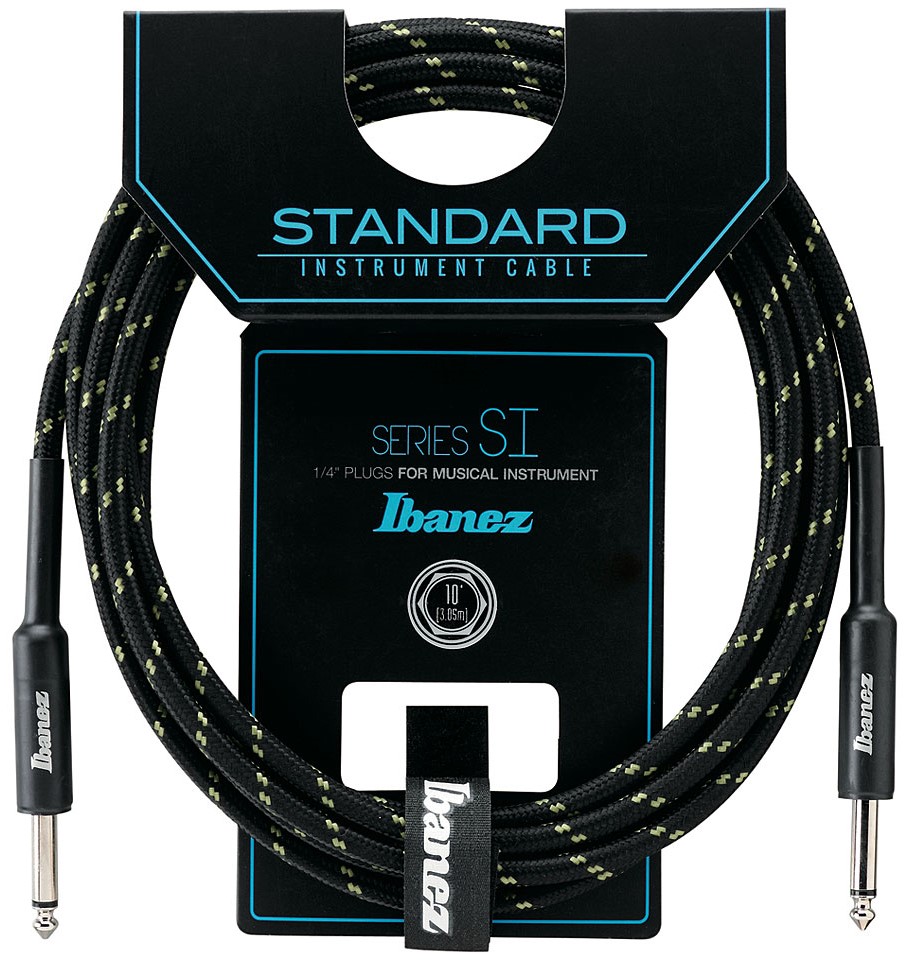 Cablu pentru chitară Ibanez - SI10 BG, 6.3 mm, 3 m, negru/verde