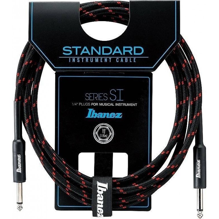 Cablu pentru chitară Ibanez - SI10 BW, 6.3 mm, 3 m, negru/roșu