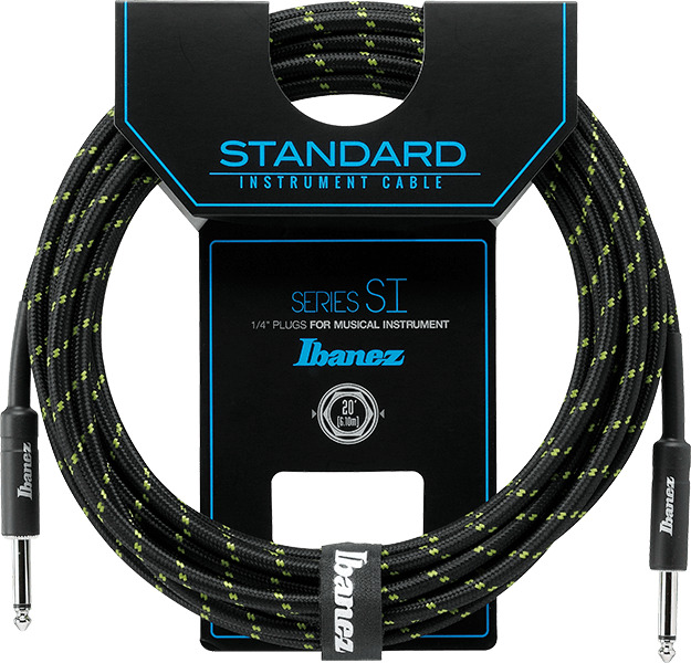 Cablu pentru chitară Ibanez - SI20 BG, 6.3 mm, 6.1 m, negru/verde