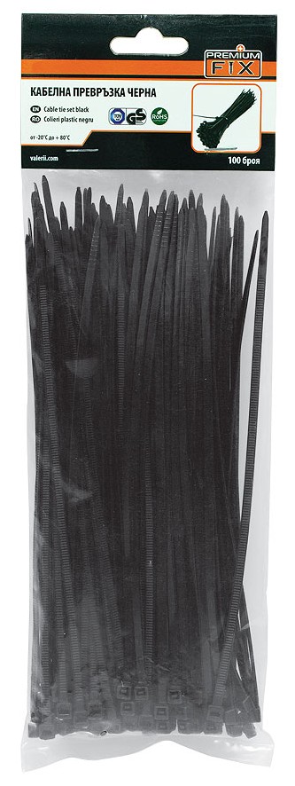 Cleme de cablu Premium - 100 x 2.5 mm, negre, 100 bucăți