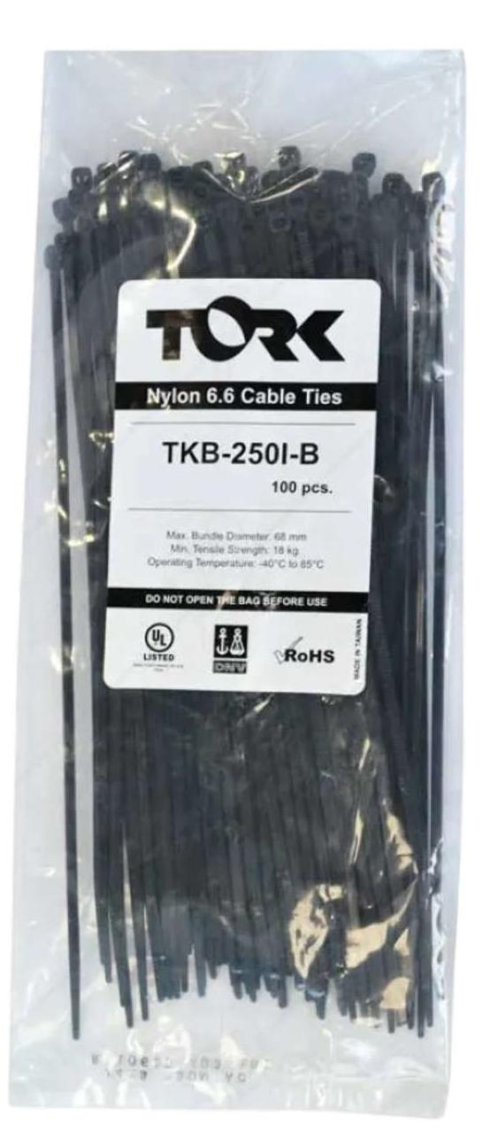 Tork cleme de cablu - 100 x 2,5 mm, negre 100 bucăți