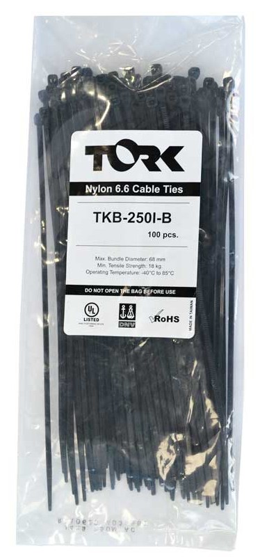Cleme de cablu Tork - 150 x 2.5 mm, negre, 100 bucăți