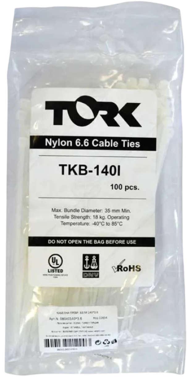 Tork cleme de cablu - 310 x 4,8 mm, albe, 100 bucăți