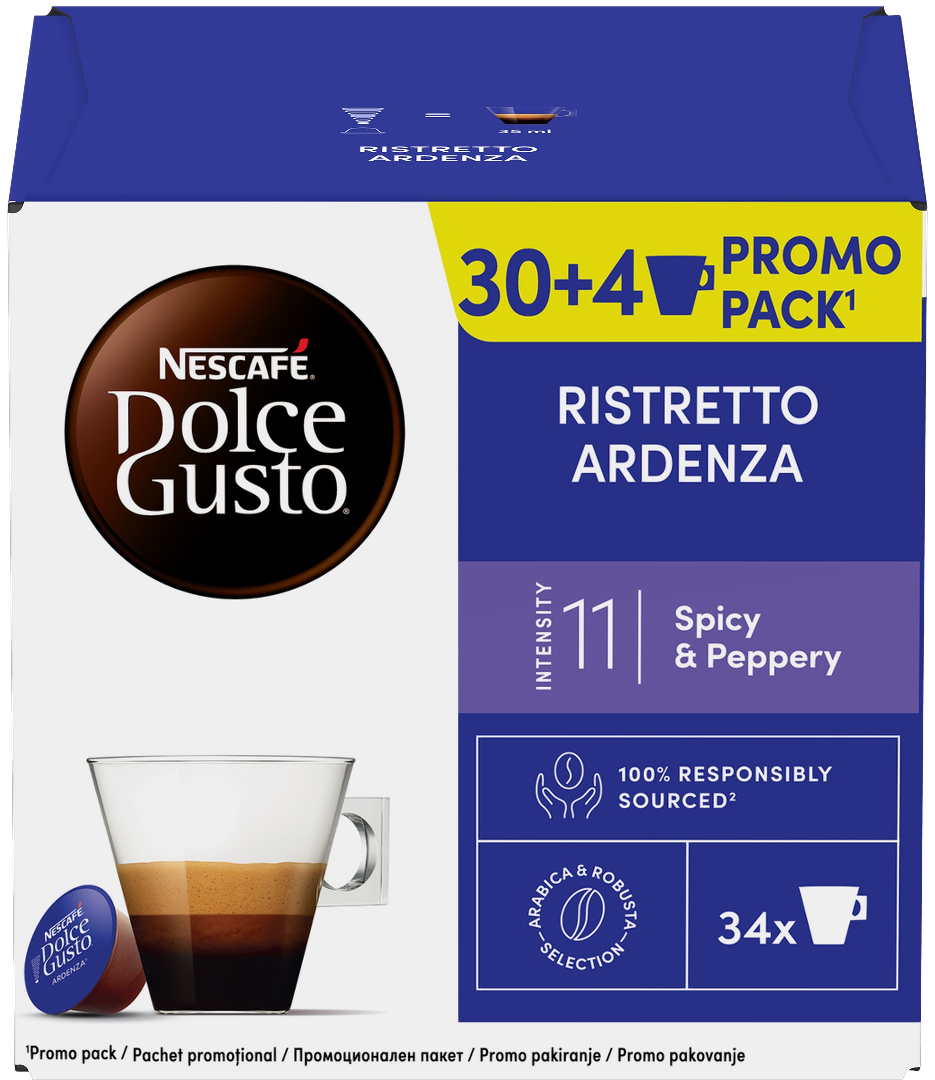 Capsule de cafea NESCAFÉ Dolce Gusto - Ristretto Ardenza, pachet promo 30+4, 34 băuturi