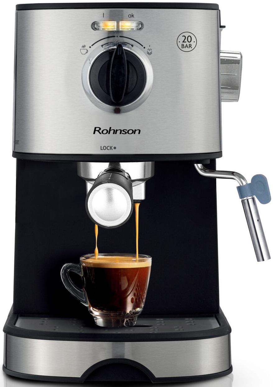 Aparat de cafea Rohnson - R-98022, 20 bar, 1 l, argintiu/negru