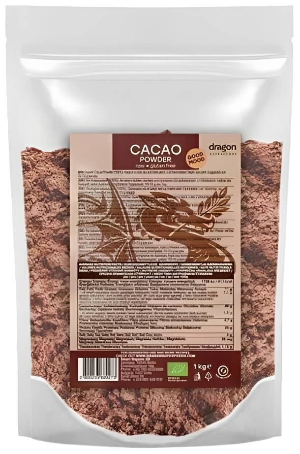Pudră de cacao, brută, 1 kg, Dragon Superfoods