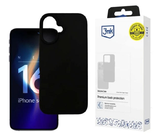 Husă 3mk - Silicone Case, iPhone 16, negru