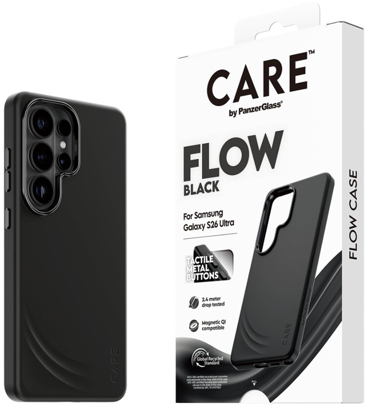 Husă CARE – Flow, Galaxy S26 Ultra, Qi, negru