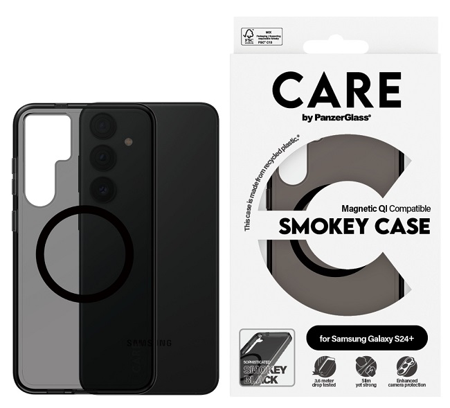 Husa CARE - Smokey, Galaxy S24 Plus, Qi, negru
