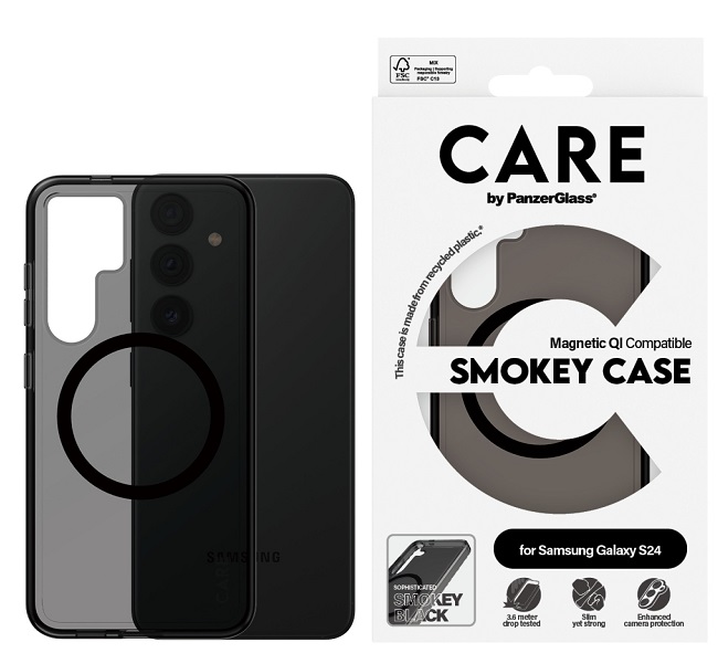 Husa CARE - Smokey, Galaxy S24, Qi, negru