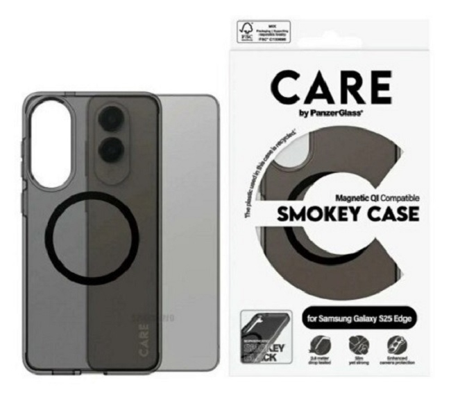 Husa CARE - Smokey, Galaxy S25 Edge, QI, negru