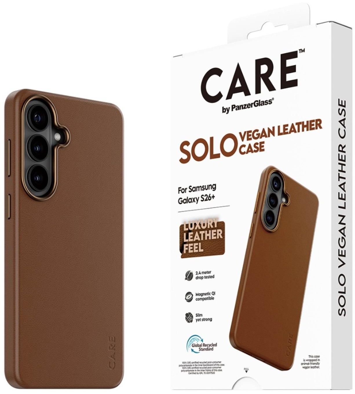 Husă CARE – Solo, Galaxy S26 Plus, Qi, maro