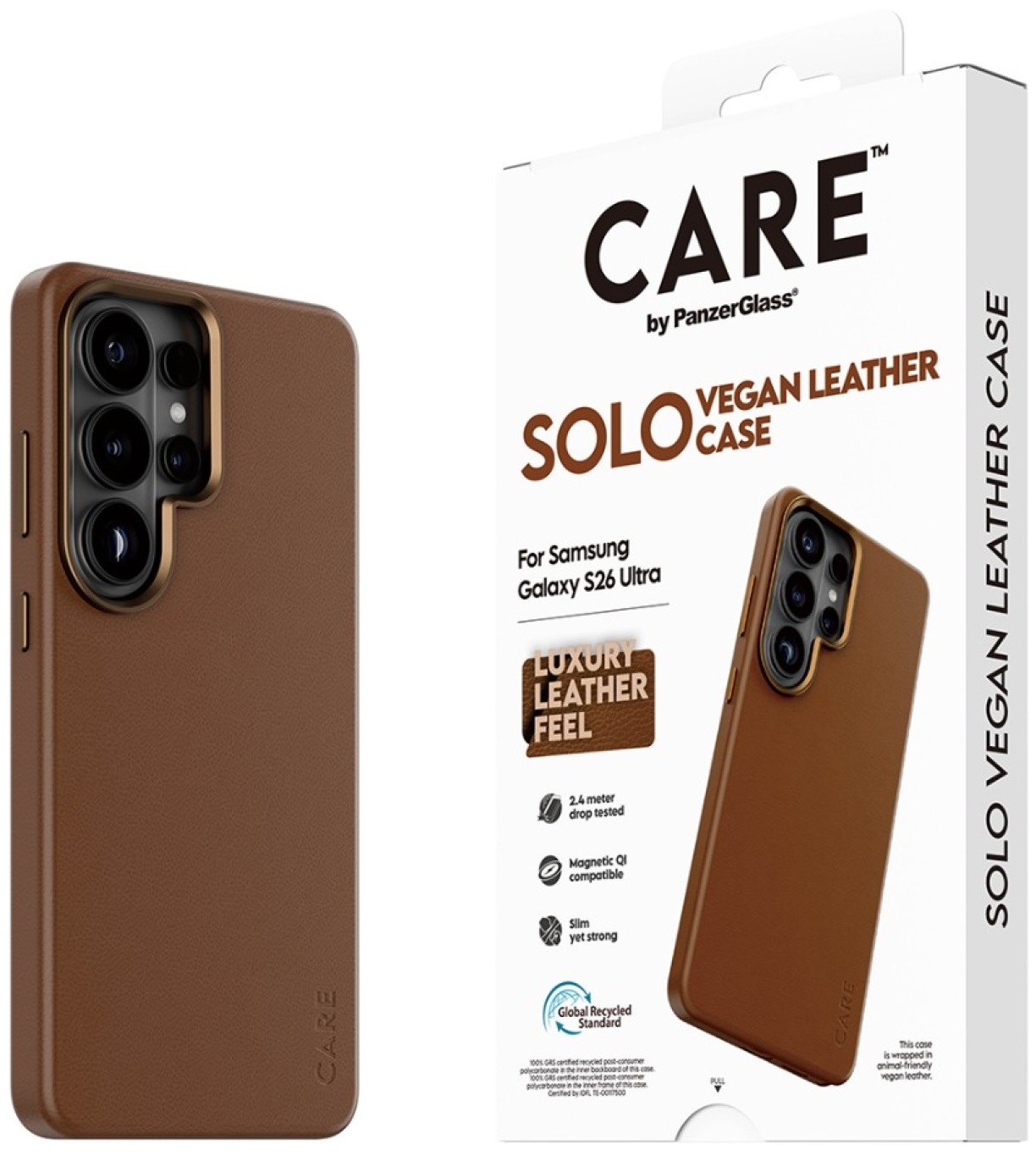 Husă CARE – Solo, Galaxy S26 Ultra, Qi, maro