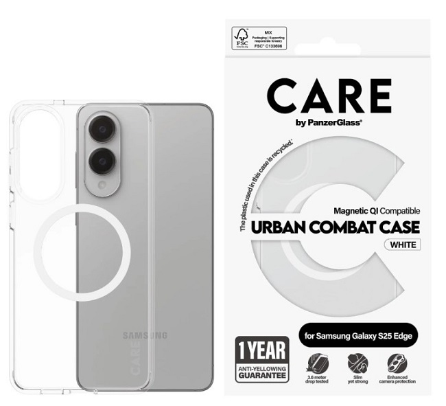 Husa CARE - Urban combat, Galaxy S25 Edge, White QI, transparent