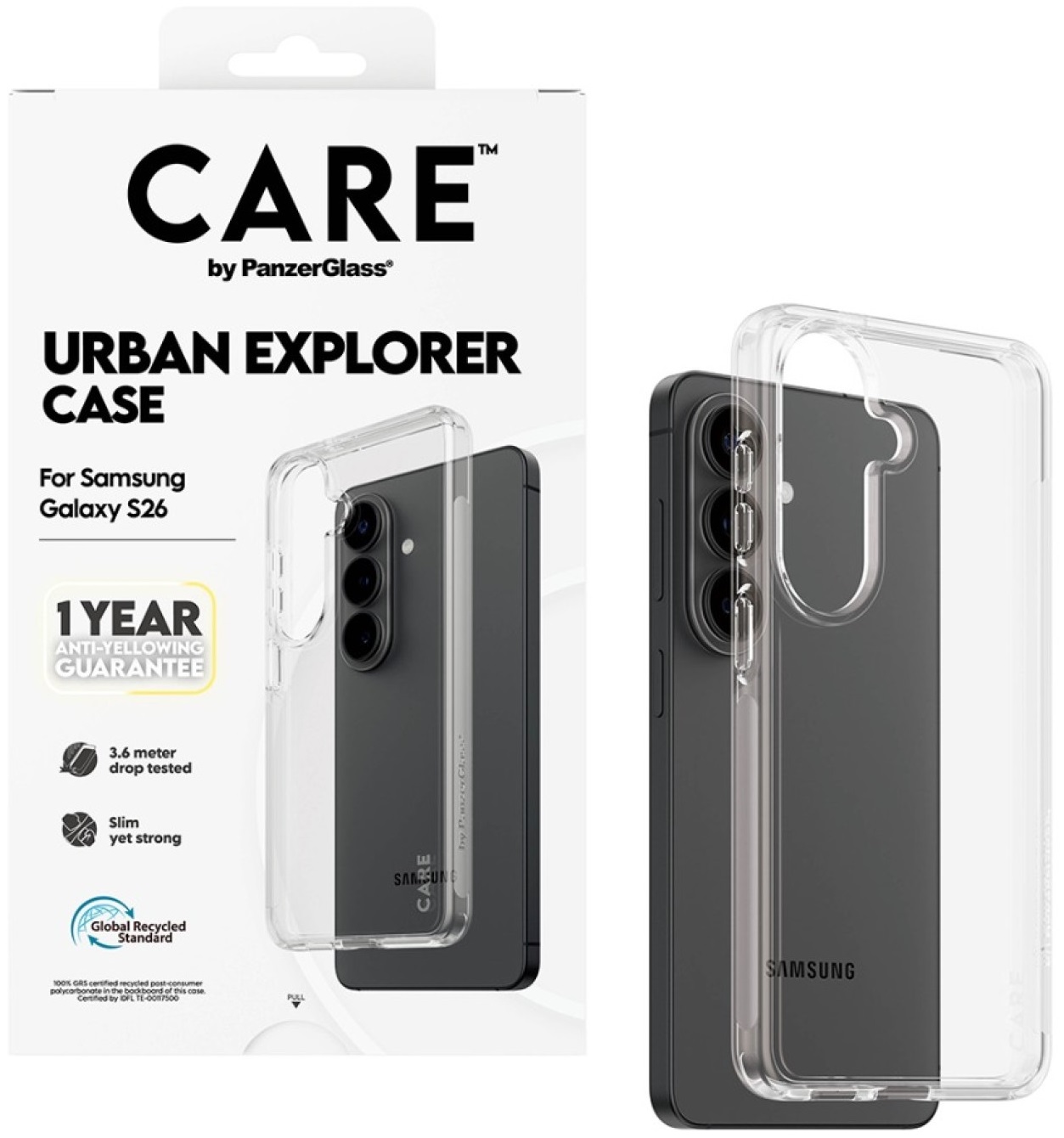 Husa CARE – Urban Explorer, Galaxy S26, Qi, transparent