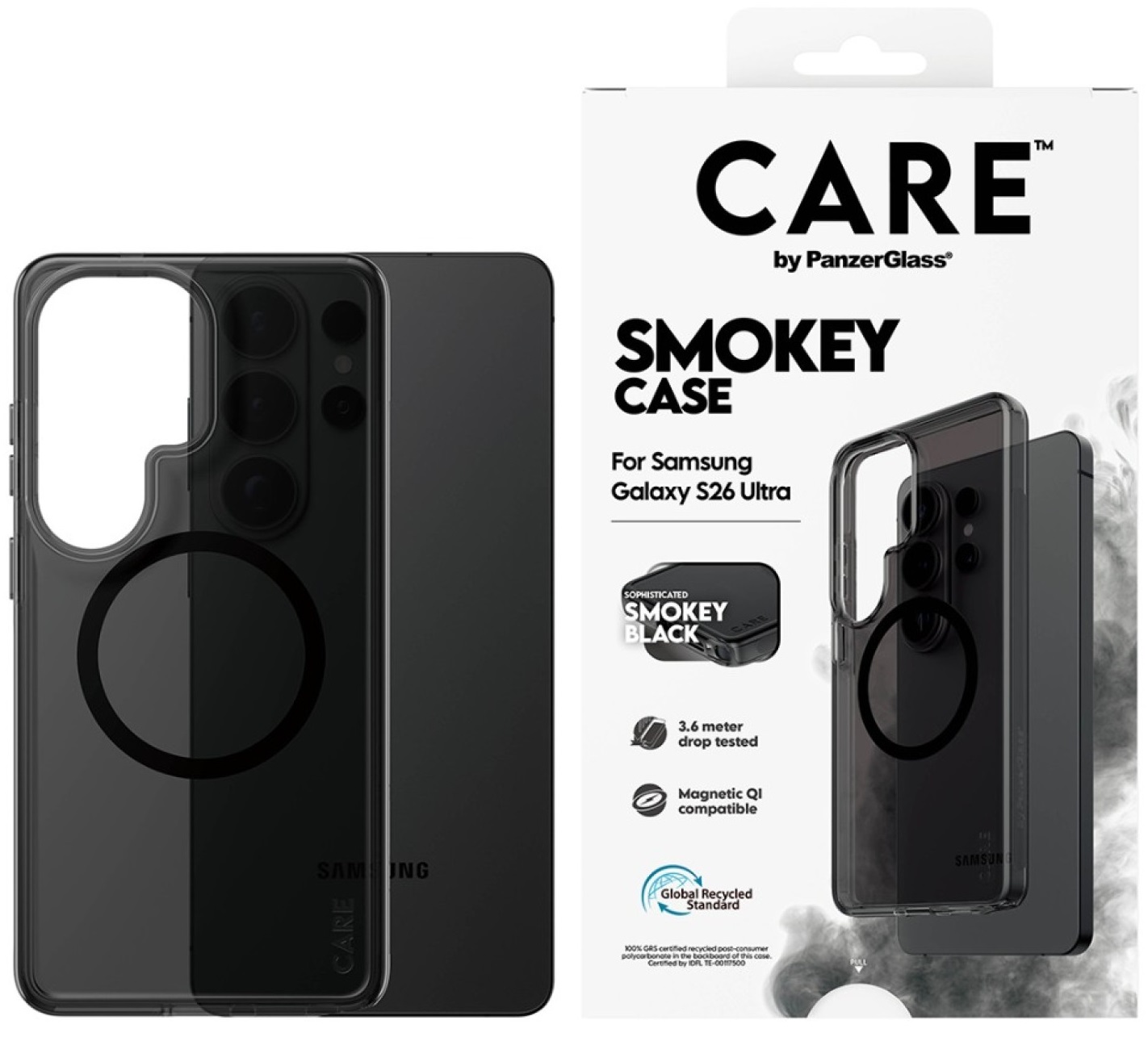 Husa CARE – Urban Explorer Smokey w. Black Qi, Galaxy S26 Ultra, negru