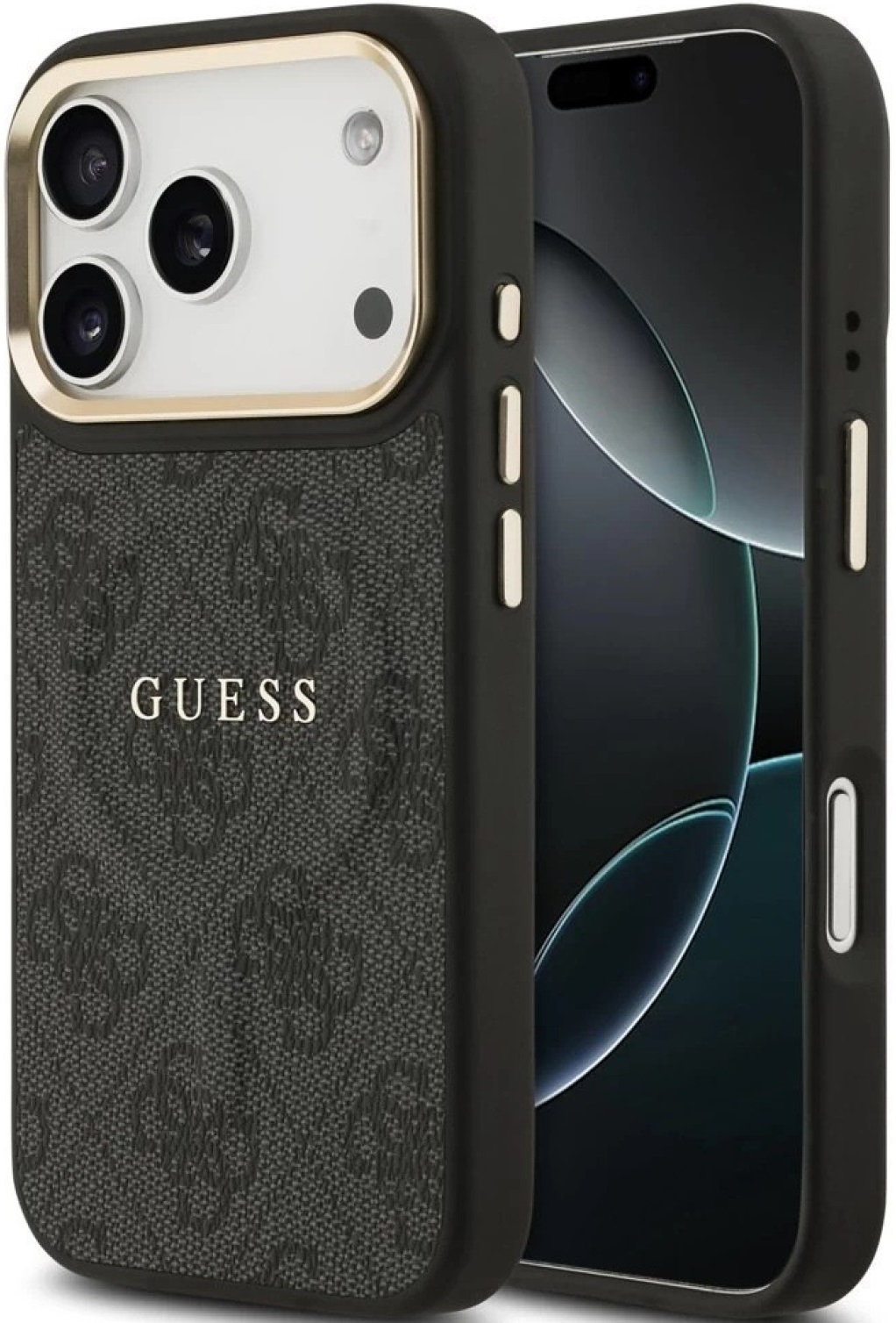 Husă Guess - 4G Gold Frame, iPhone 17 Pro, MagSafe, negru