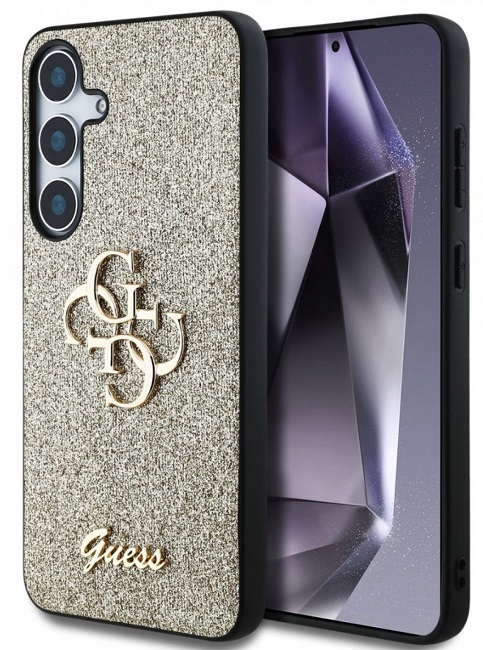 Husă Guess - Glitter Fixed Metal Logo, Galaxy S25 Plus, auriu