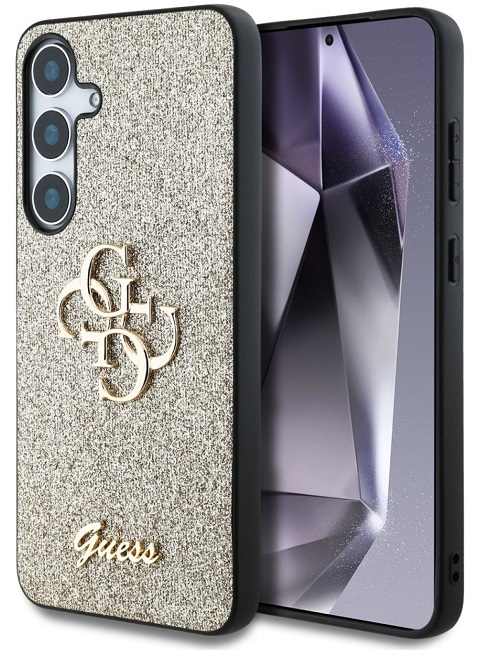 Husă Guess - Glitter Fixed Metal Logo, Galaxy S25, auriu
