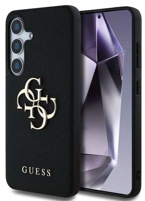 Husă Guess - Grained Metal Logo, Galaxy S25 Plus, negru