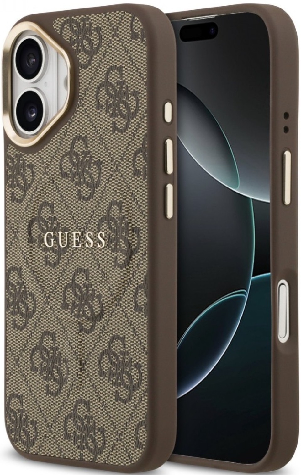 Husă Guess - 4G Gold Frame, iPhone 17, MagSafe, maro