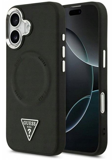 Husă Guess - Triangle Logo, iPhone 17, MagSafe, negru