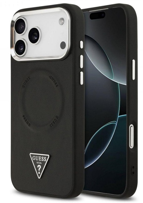 Husă Guess - Triangle Logo, iPhone 17 Pro, MagSafe, negru