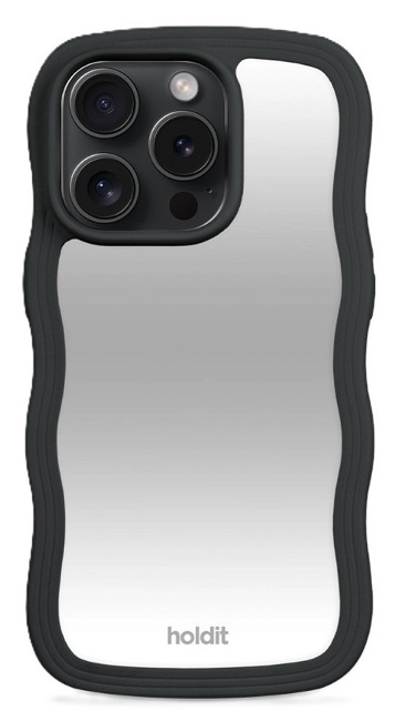 Husă Holdit - Wavy, iPhone 15 Pro, Black/Mirror