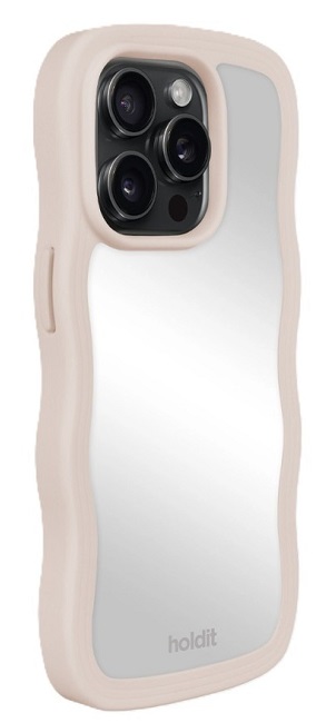 Husă Holdit - Wavy, iPhone 15 Pro, Light Beige/Mirror