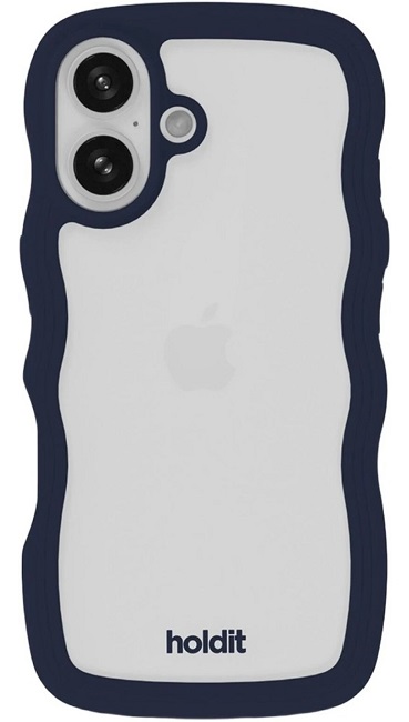 Husa Holdit - Wavy, iPhone 16, Midnight Blue/Transparent