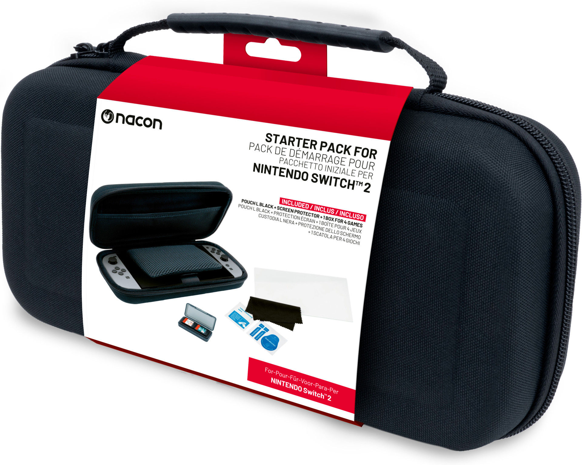 Husă si protector Nacon - Starter Pack, negru (Nintendo Switch 2)