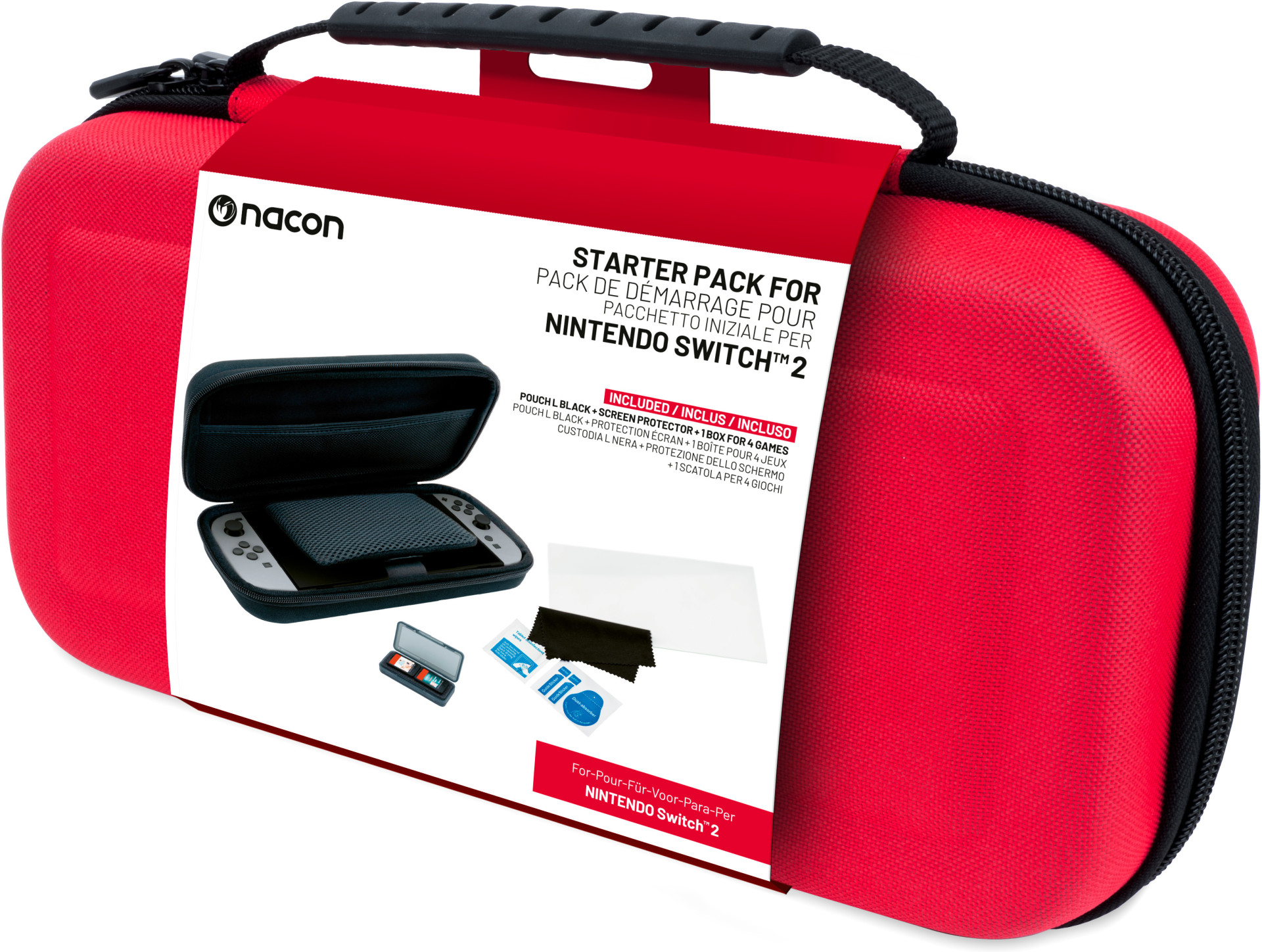 Husă  si protector Nacon - Starter Pack, roșie (Nintendo Switch 2)