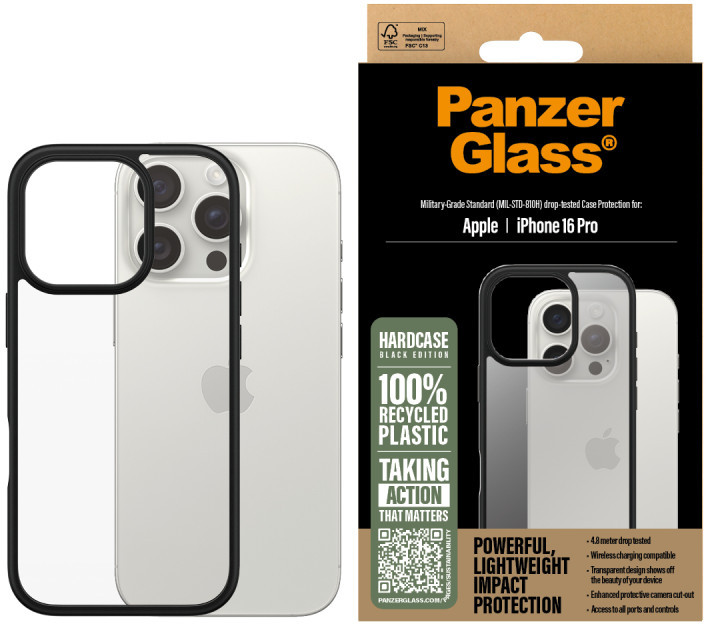 Husă PanzerGlass - HardCase, iPhone 16 Pro, negru