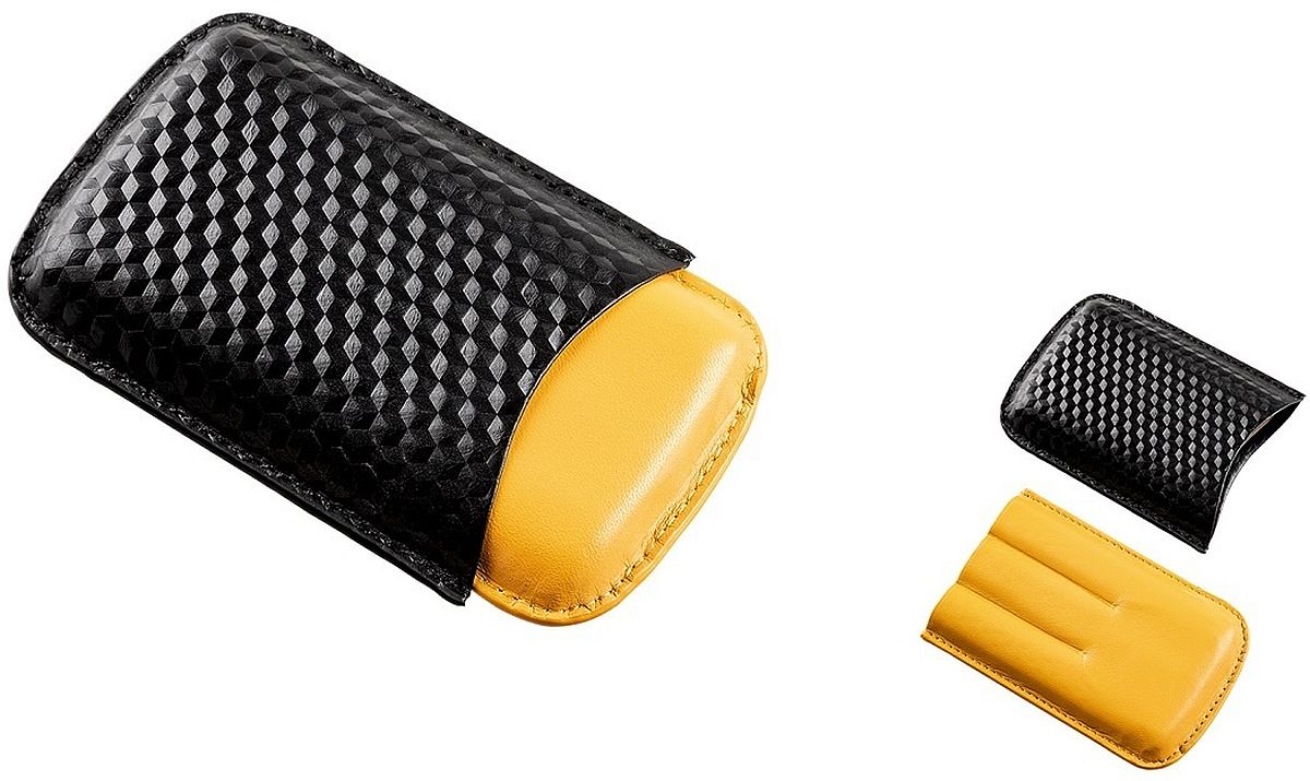 Husă pentru 3 trabucuri Angelo - Black & Yellow