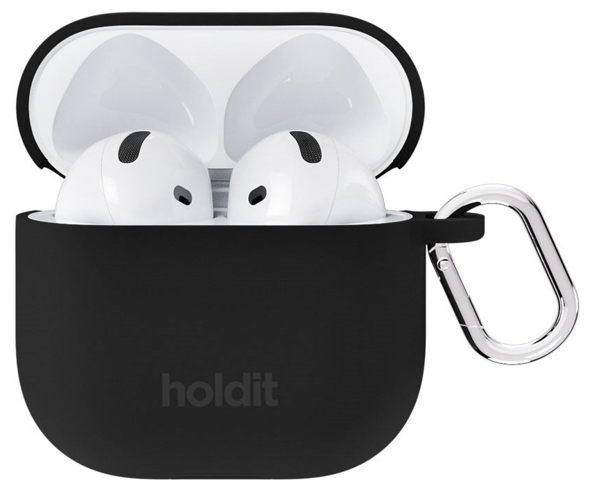 Carcasă pentru căști Holdit - Silicone Case Solid, AirPods 4, Black