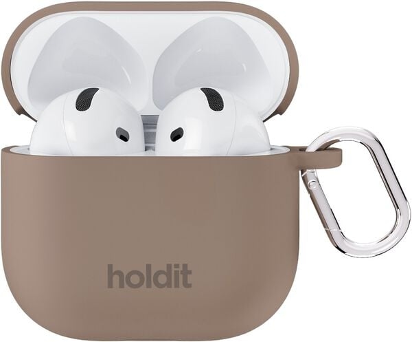 Husă pentru căști Holdit – Silicone Case Solid, AirPods 4, Mocha Brown