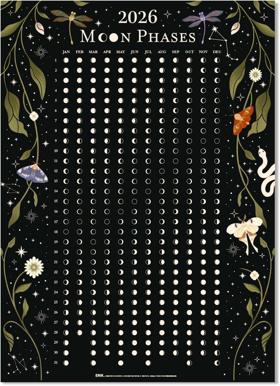 Calendaristic Erik Astral: Moon Phases (2026)