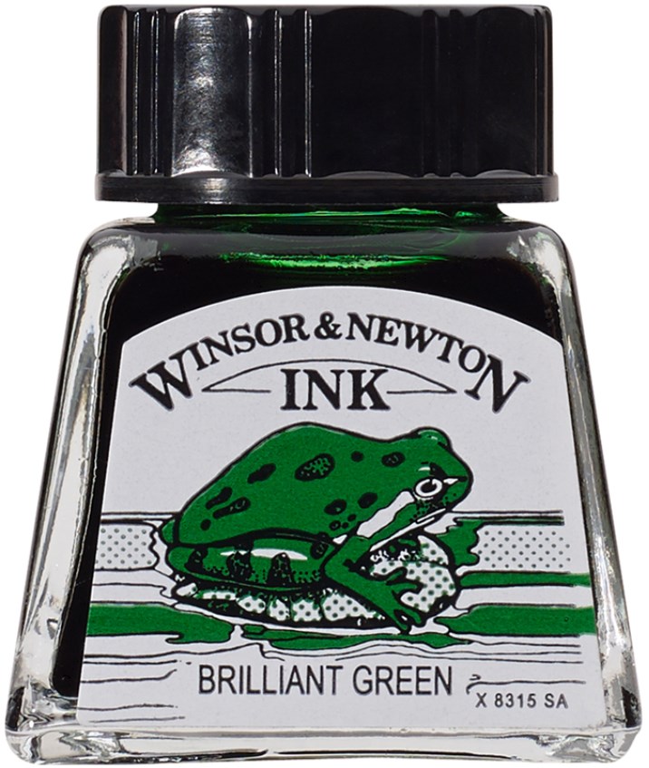 Cerneală de caligrafie Winsor & Newton - Verde strălucitor, 14 ml