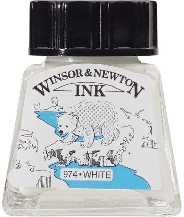 Cerneală de caligrafie Winsor & Newton - Alb, 14 ml