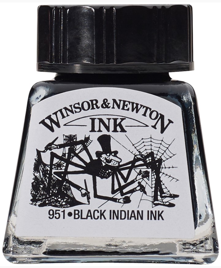 Cerneală de caligrafie Winsor & Newton - Negru, 14 ml