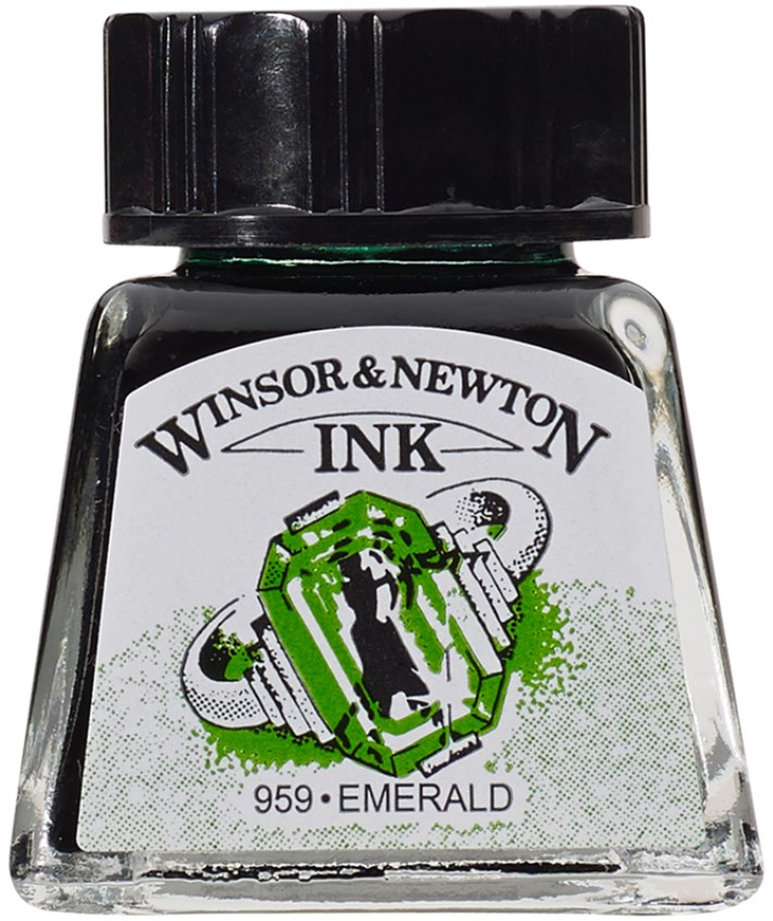 Cerneală de caligrafie Winsor & Newton - Verde smarald, 14 ml