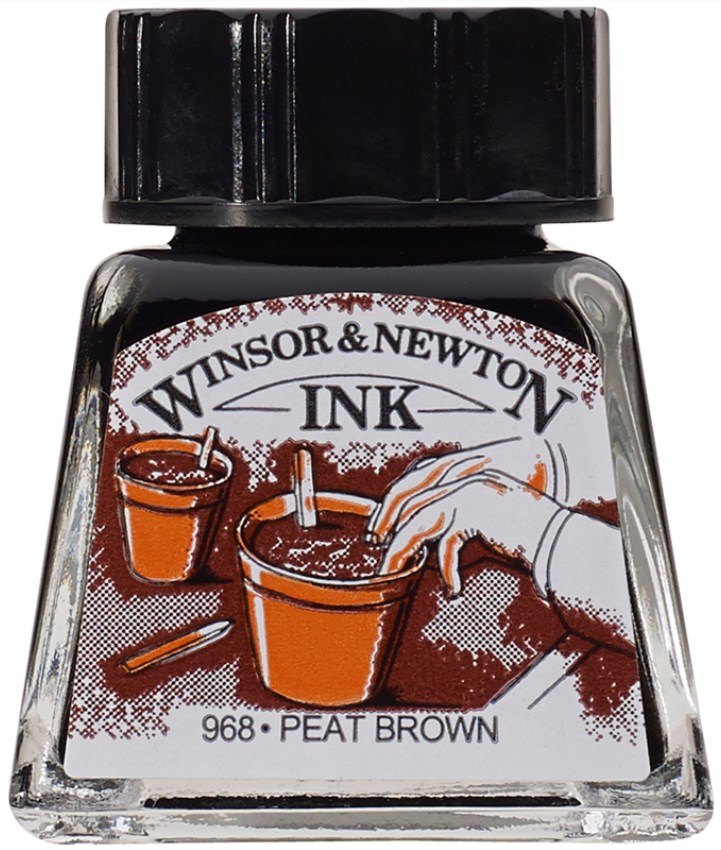 Cerneală de caligrafie Winsor & Newton - Maro, 14 ml
