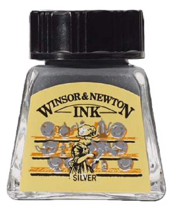 Cerneală de caligrafie Winsor & Newton - Argintiu, 14 ml