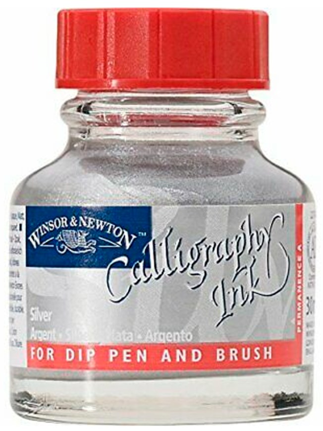 Cerneală de caligrafie Winsor & Newton - Argintiu, 30 ml