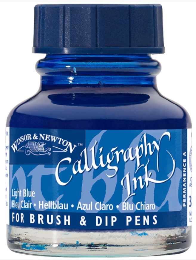 Cerneală de caligrafie Winsor & Newton - Albastru deschis, 30 ml