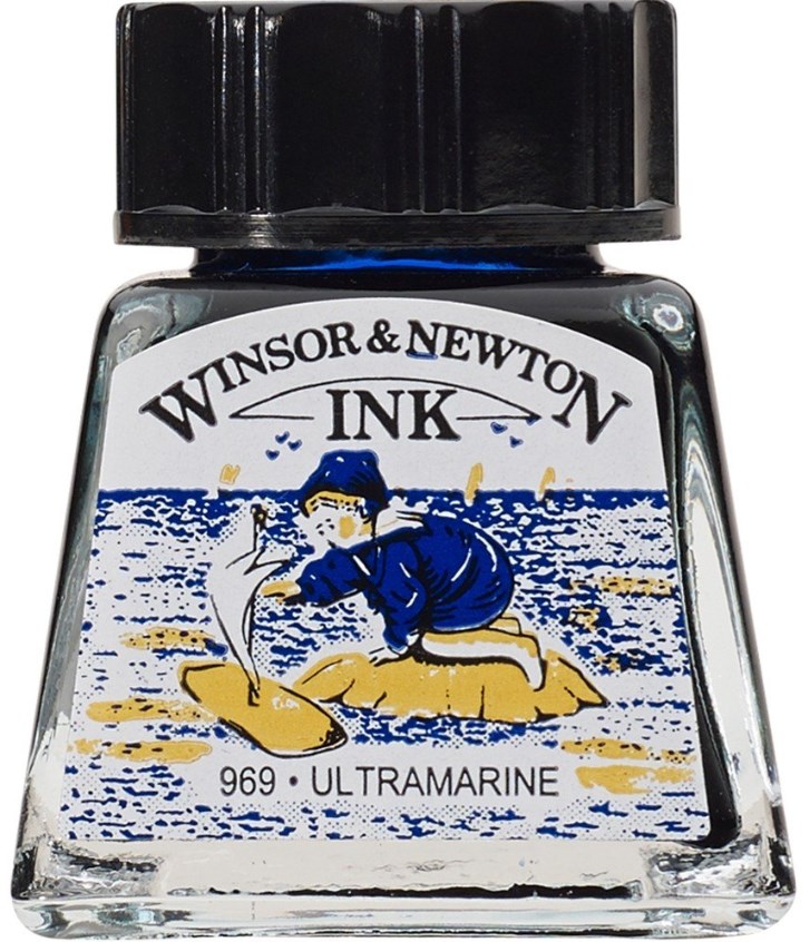 Cerneală de caligrafie Winsor & Newton - Ultramarin, 14 ml